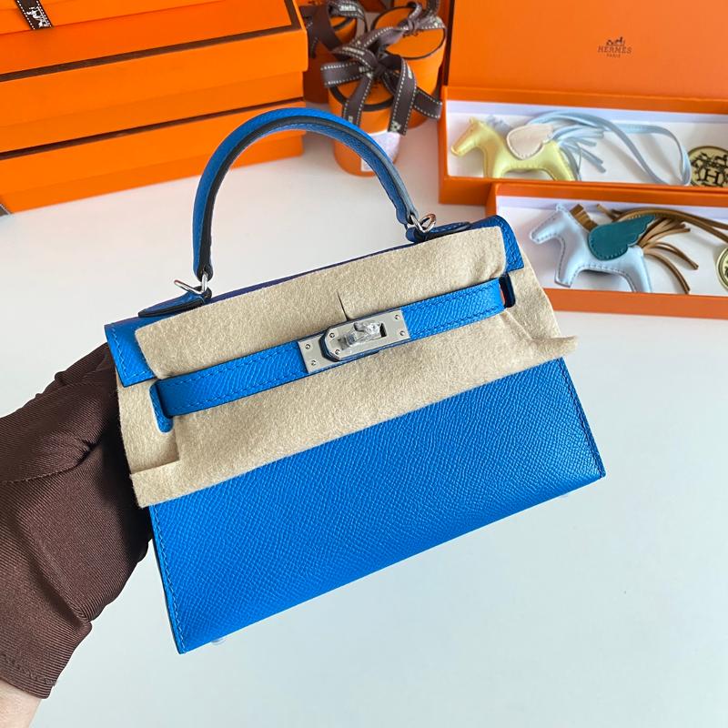 Hermes Kelly Mini Second Generation 22EP T7 Water Demon Blue Silver Button